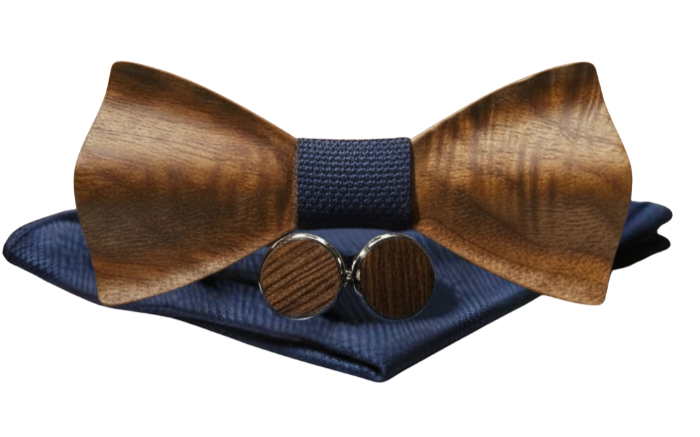 Wooden Bowtie Set (Navy Blue)