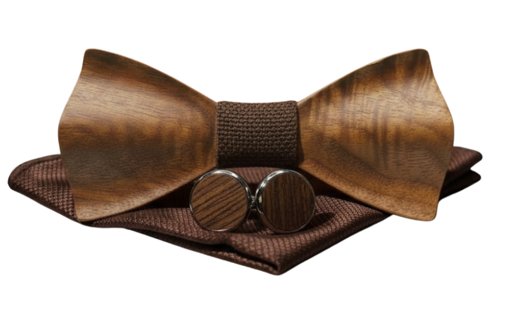Wooden Bowtie Set (Brown)