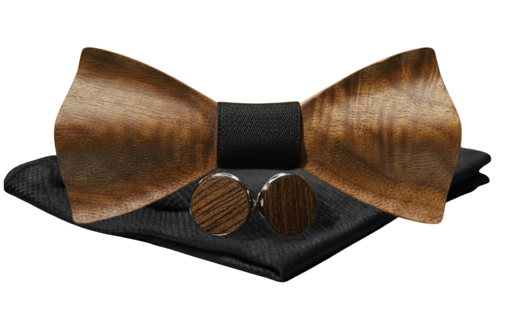 Wooden Bowtie Set (Black)